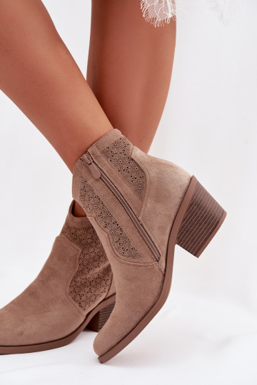 Prelamované čižmy Dámske s podpätkami S.Barski HY61-8013 béžová 2