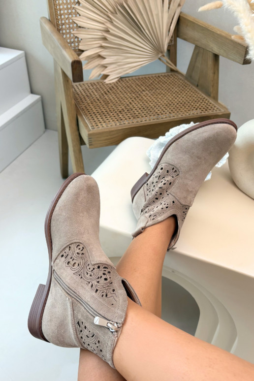 Prelamované čižmy Dámske so širokými podpätkami S.Barski HY61-8026 béžová