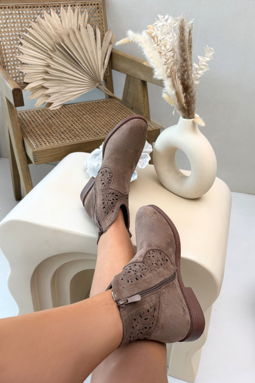 Prelamované čižmy Dámske so širokými podpätkami S.Barski HY61-8026 Hnedá farba