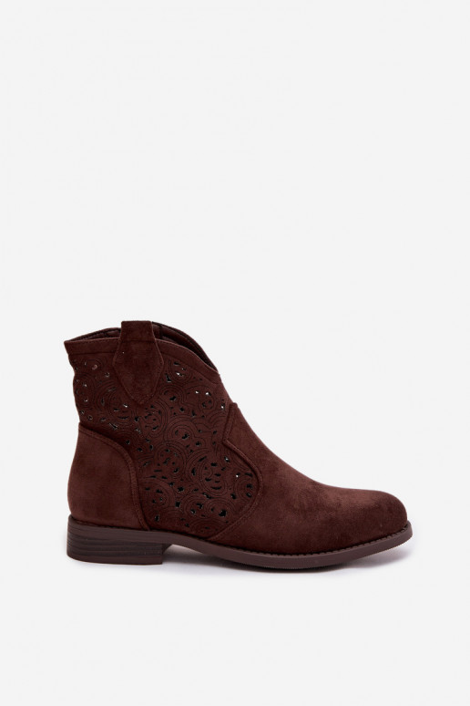 Prelamované čižmy Dámske so širokými podpätkami S.Barski HY61-8026 CzekoladoIne