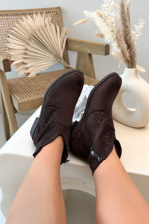 Prelamované čižmy Dámske so širokými podpätkami S.Barski HY61-8026 CzekoladoIne