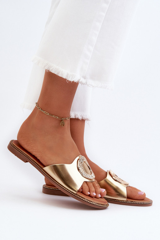 Dámske papuče s ozdobami zlatej farby Cilima