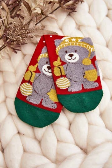 Dámske vianočné ponožky S medveďom červená 2