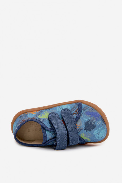 Papuče deti Barefoot Dinosaury Froddo Canvas G1700440-15 Modrá