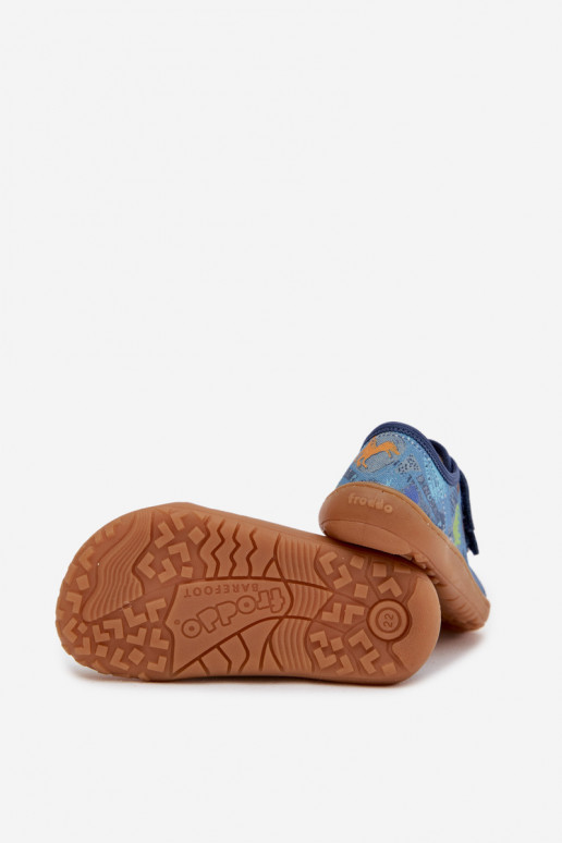 Papuče deti Barefoot Dinosaury Froddo Canvas G1700440-15 Modrá