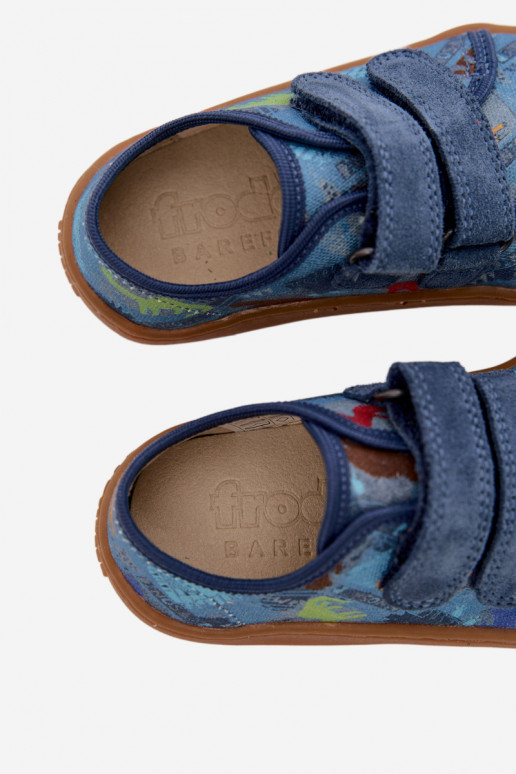 Papuče deti Barefoot Dinosaury Froddo Canvas G1700440-15 Modrá