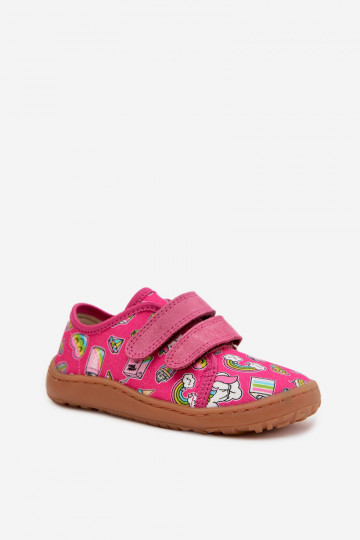 Detské šľapky Barefoot Froddo Canvas G1700440-10 ružovej farby