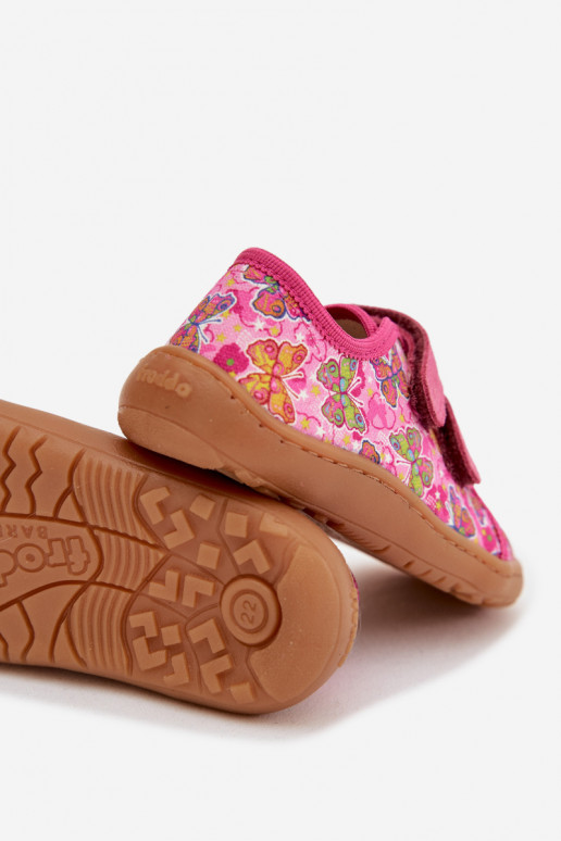 Papuče deti Barefoot Motýle Froddo Canvas G1700440-11 Ružová