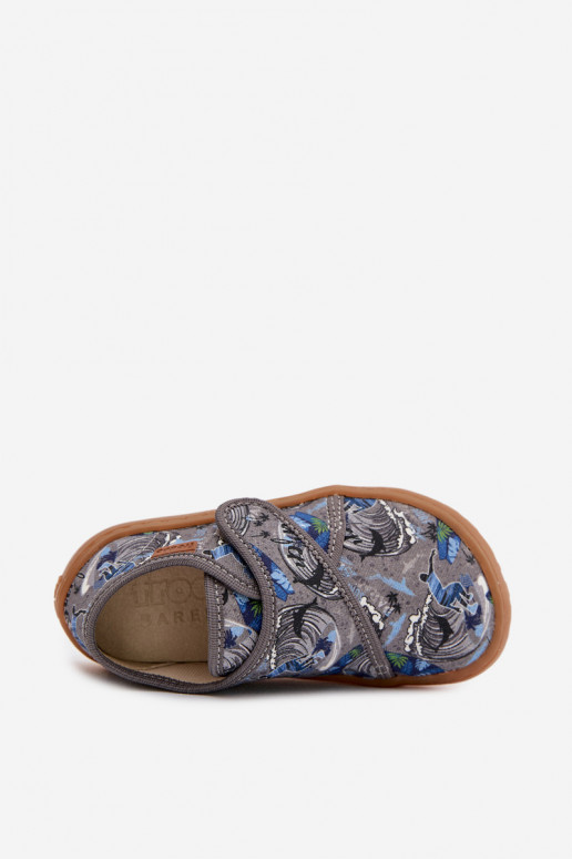 Papuče deti chlapci s lepiacimi spojkami Barefoot Surfer Froddo G1700438-7 sivá