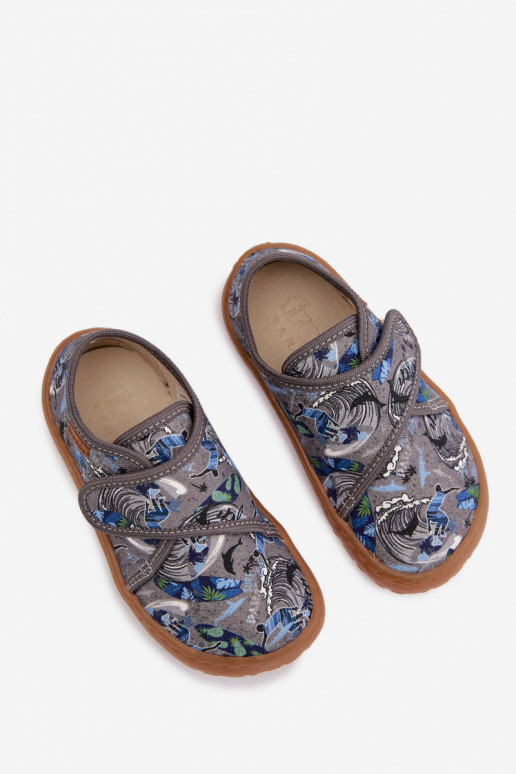 Papuče deti chlapci s lepiacimi spojkami Barefoot Surfer Froddo G1700438-7 sivá