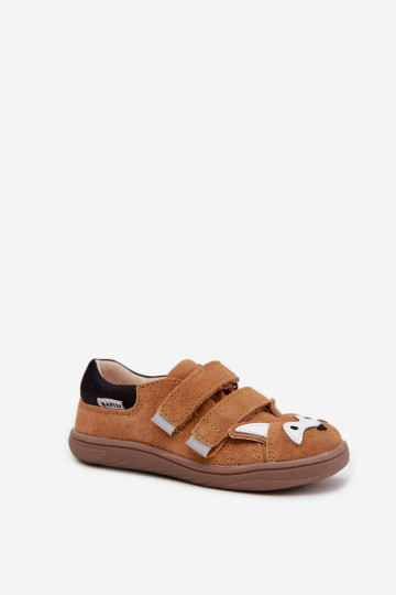 Kožené barefoot detské topánky s témou Lisa Bartek 8600563 hnedej farby