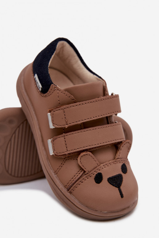 Kožené topánky Barefoot deti S medveďom Bartek 8600654 béžová