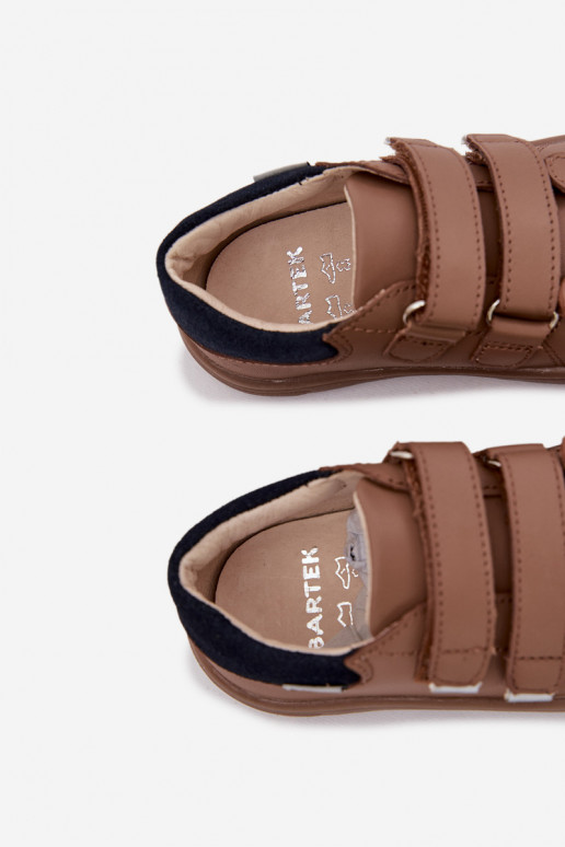 Kožené topánky Barefoot deti S medveďom Bartek 8600654 béžová