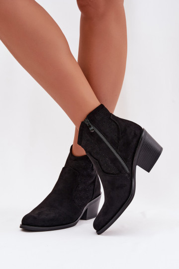 Prelamované čižmy Dámske s podpätkami S.Barski HY61-8013 čierna 2