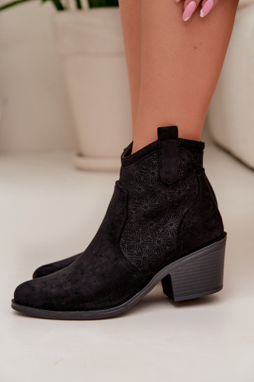 Prelamované čižmy Dámske s podpätkami S.Barski HY61-8013 čierna