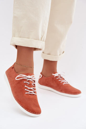 topánky DámskeZapnutéturalnego zo semišuu S.Barski LR61-7080 oranžová