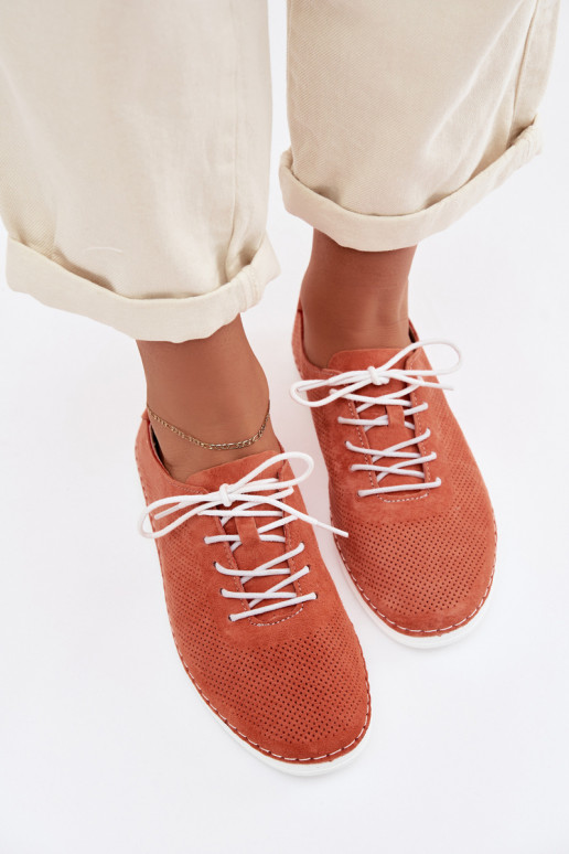 topánky DámskeZapnutéturalnego zo semišuu S.Barski LR61-7080 oranžová