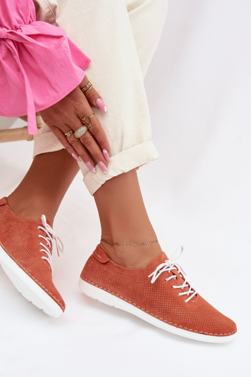 topánky DámskeZapnutéturalnego zo semišuu S.Barski LR61-7080 oranžová