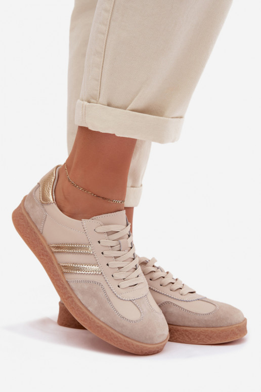 Kožené Tenisky model obuvi Dámske S.Barski LR61-7059 béžová