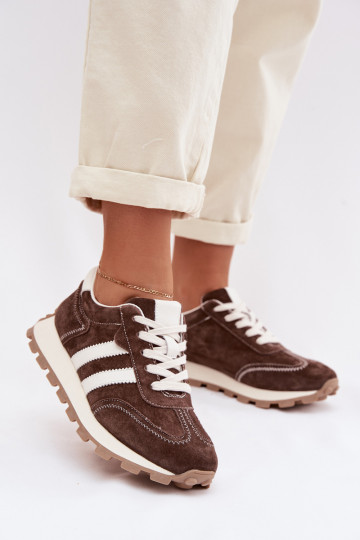 zo semišu Tenisky model obuvi Dámske s platformou S.Barski LR61-7097 CzekoladoIne 2