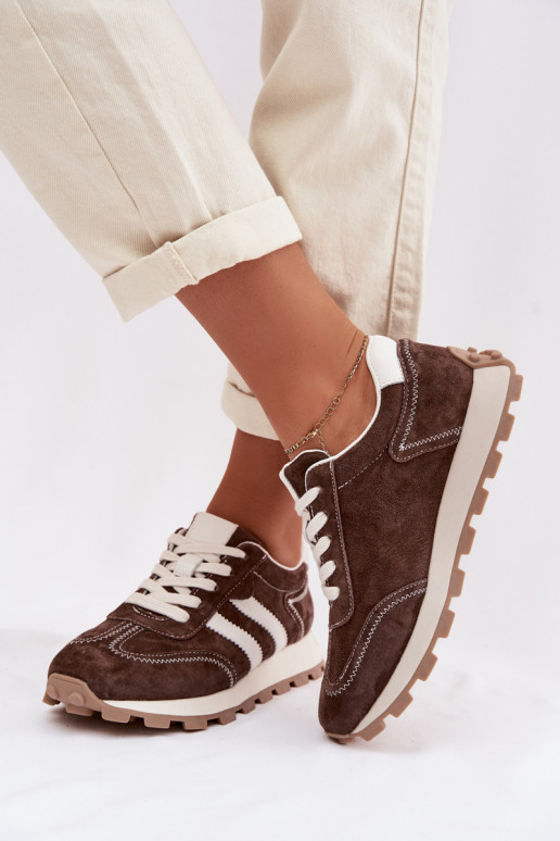 zo semišu Tenisky model obuvi Dámske s platformou S.Barski LR61-7097 CzekoladoIne