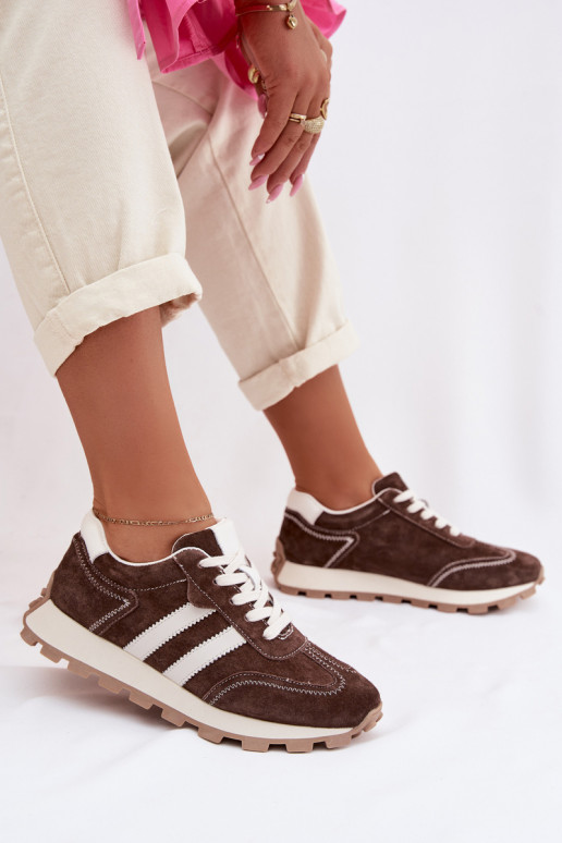 zo semišu Tenisky model obuvi Dámske s platformou S.Barski LR61-7097 CzekoladoIne