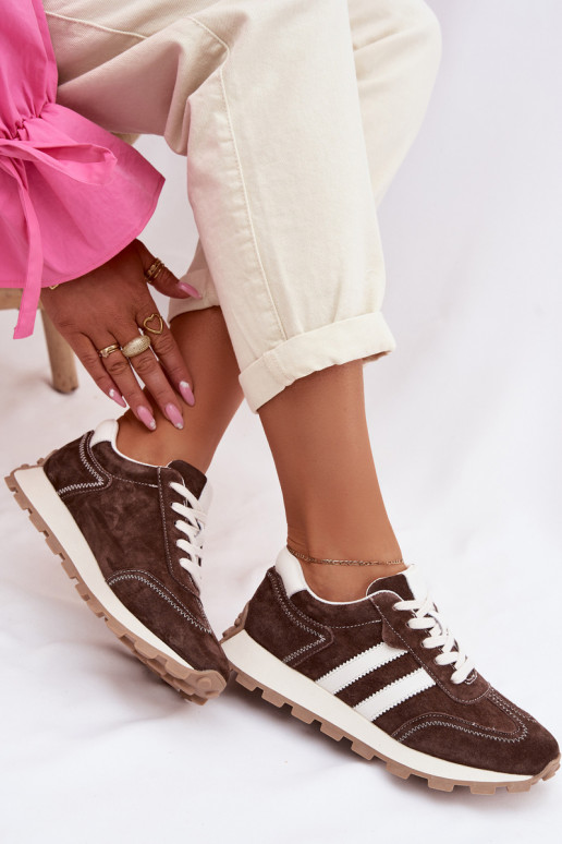 zo semišu Tenisky model obuvi Dámske s platformou S.Barski LR61-7097 CzekoladoIne