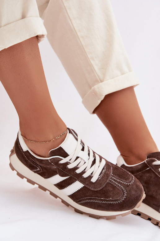 zo semišu Tenisky model obuvi Dámske s platformou S.Barski LR61-7097 CzekoladoIne