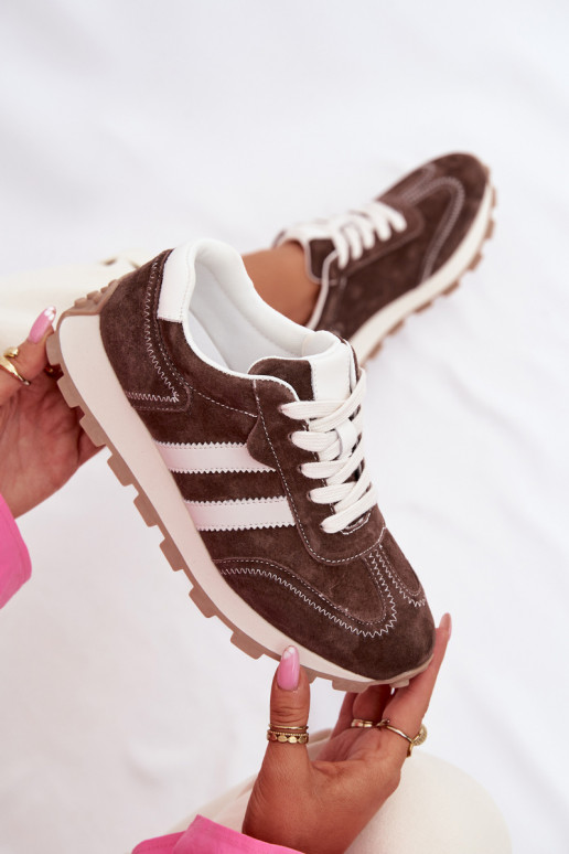 zo semišu Tenisky model obuvi Dámske s platformou S.Barski LR61-7097 CzekoladoIne