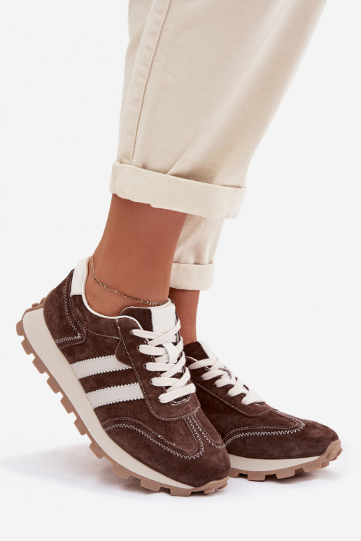 zo semišu Tenisky model obuvi Dámske s platformou S.Barski LR61-7097 CzekoladoIne