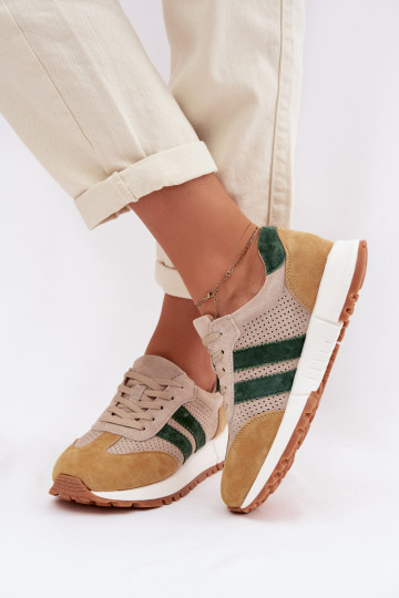 Dámske topánky model Sneakers z prírodného semišu pieskovo-žltej farby 2