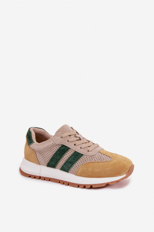 Tenisky model obuvi DámskeZapnutéturalnego zo semišuu béžová-žltá Márceline