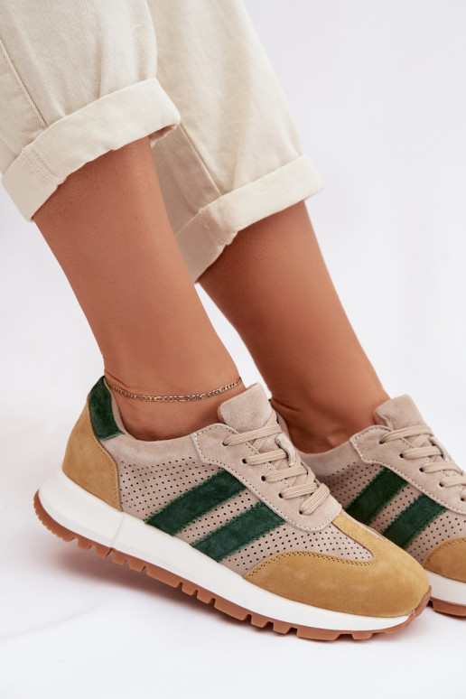 Tenisky model obuvi DámskeZapnutéturalnego zo semišuu béžová-žltá Márceline