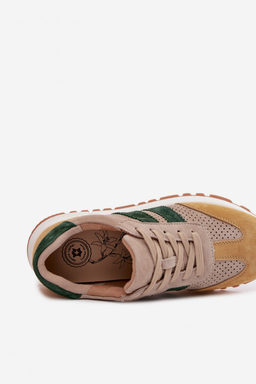 Tenisky model obuvi DámskeZapnutéturalnego zo semišuu béžová-žltá Márceline