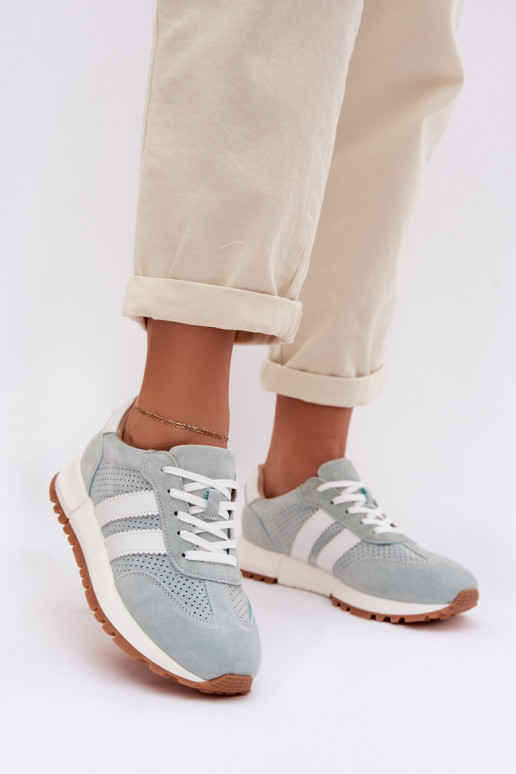 Tenisky model obuvi DámskeZapnutéturalnego zo semišuu mätové farby Márceline