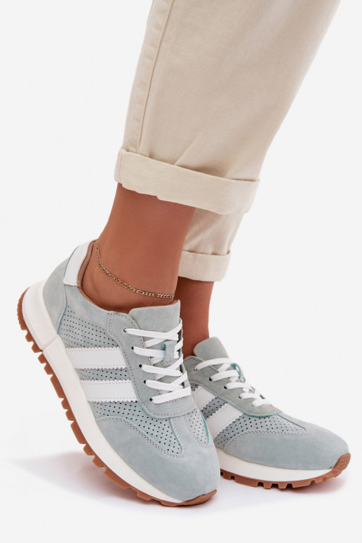 Tenisky model obuvi DámskeZapnutéturalnego zo semišuu mätové farby Márceline