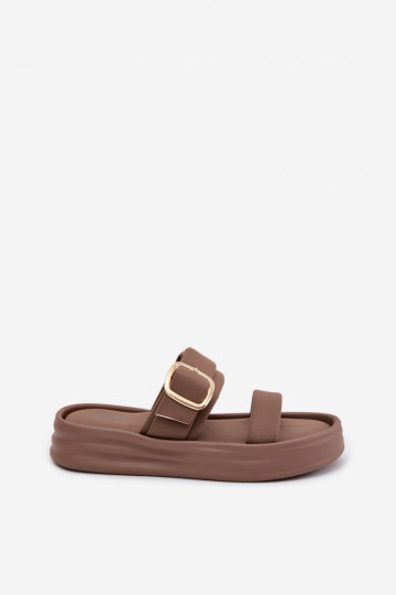 materiál Dámske papuče s platformou S pruhmi I Złotą s prackami khaki farby Ameliette 2