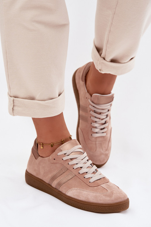 Zazoo N1068 nízke športové topánky pre ženy z umelej semišovej kože ružovej farby