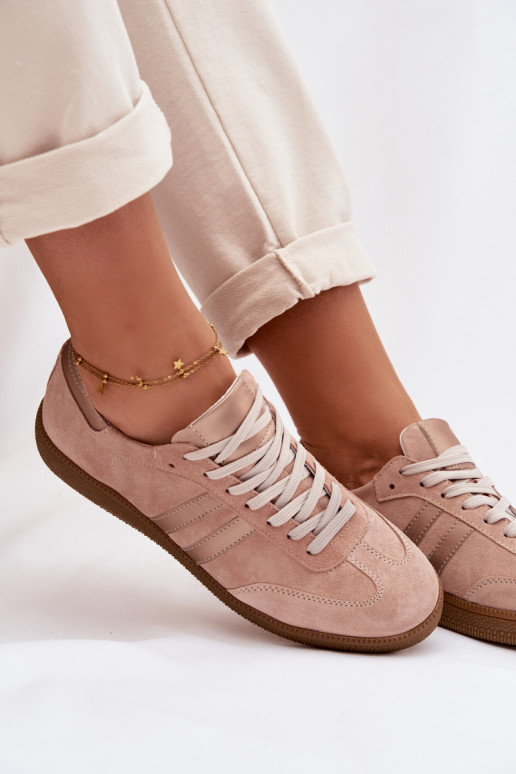 Zazoo N1068 nízke športové topánky pre ženy z umelej semišovej kože ružovej farby