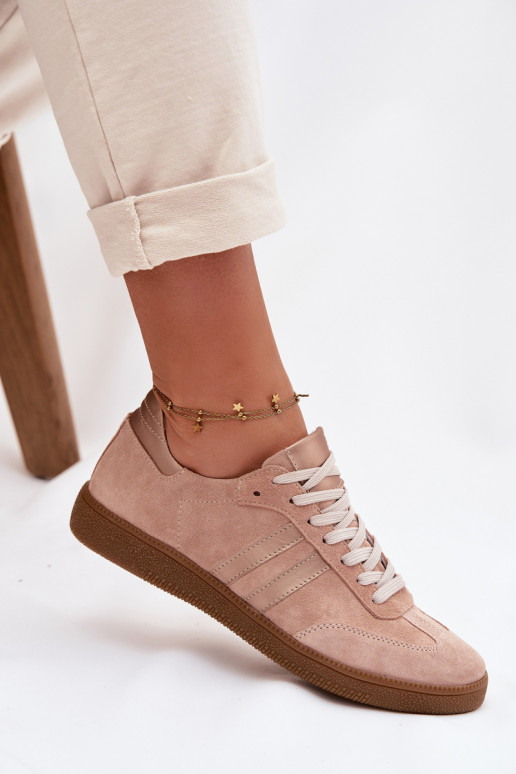 Zazoo N1068 nízke športové topánky pre ženy z umelej semišovej kože ružovej farby