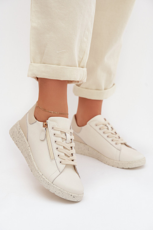 Kožené topánky Dámske so zipsami béžová Dorothea