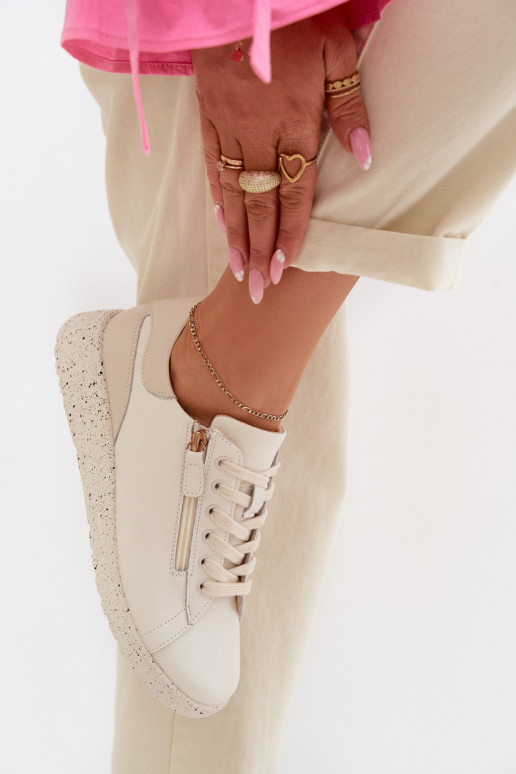 Kožené topánky Dámske so zipsami béžová Dorothea