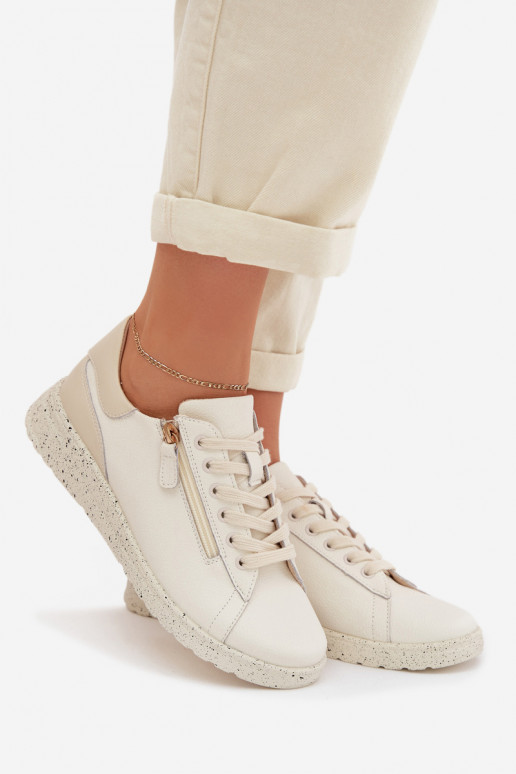 Kožené topánky Dámske so zipsami béžová Dorothea