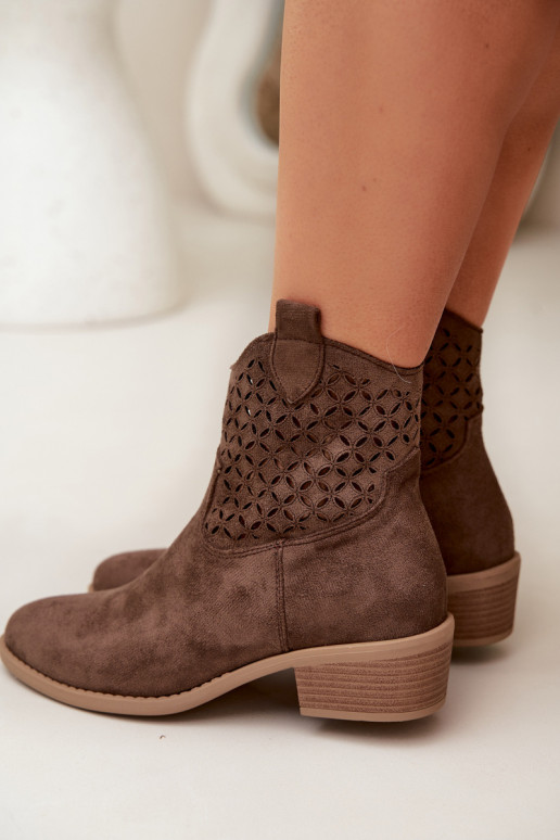 Prelamované čižmy Dámske s podpätkami Hnedá farba Briavine