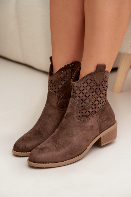 Prelamované čižmy Dámske s podpätkami Hnedá farba Briavine
