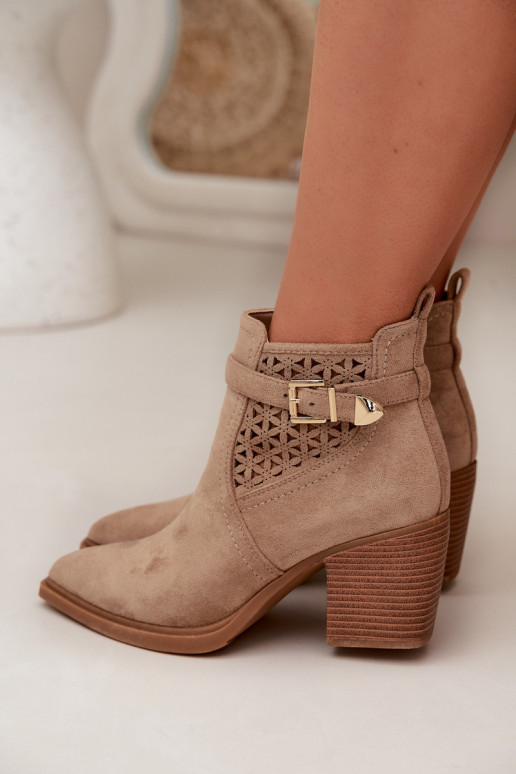 s prvkami prelamovania Dámske čižmy Prelamovaném Vzor I Złotą s prackami béžová Deloriah