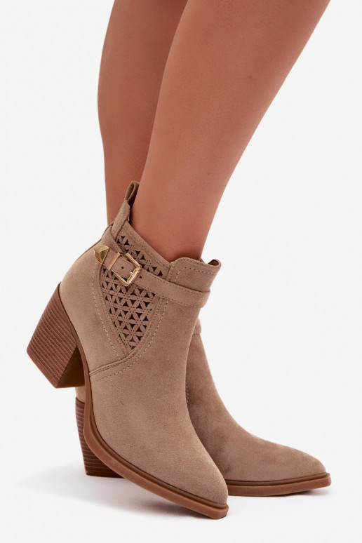 s prvkami prelamovania Dámske čižmy Prelamovaném Vzor I Złotą s prackami béžová Deloriah