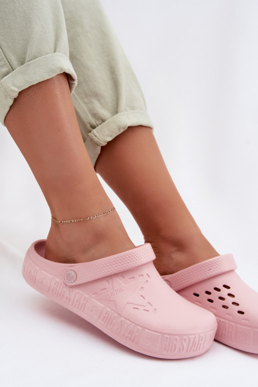 Papuče Dreváky Dámske Ľahké papuče Big Star TT274A080 Ružová