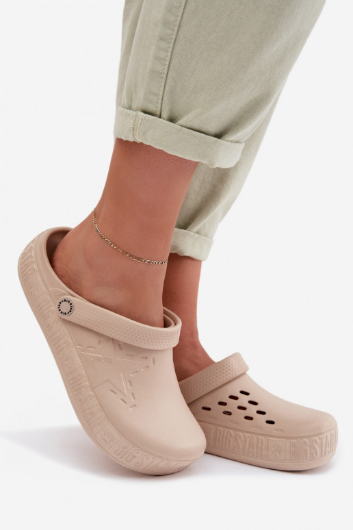 Papuče Dreváky Dámske Ľahké papuče Big Star TT274A083 béžová