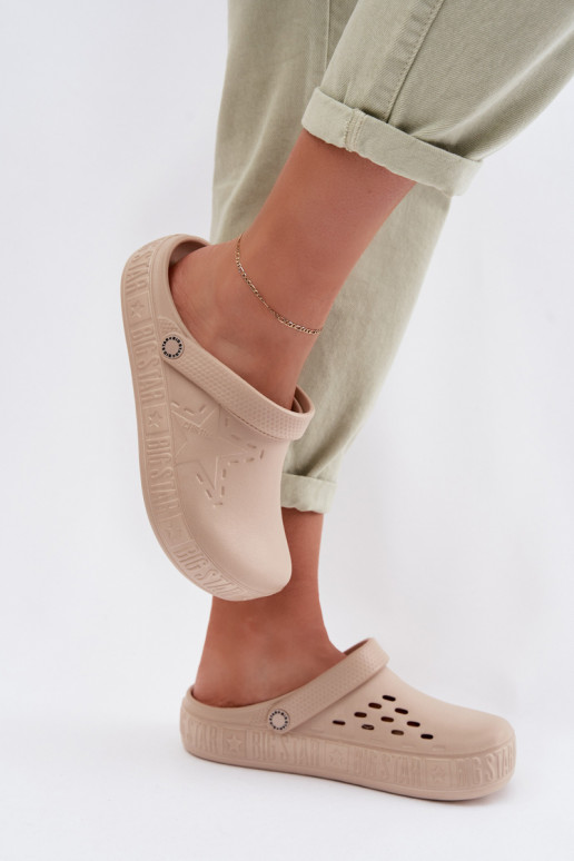 Papuče Dreváky Dámske Ľahké papuče Big Star TT274A083 béžová